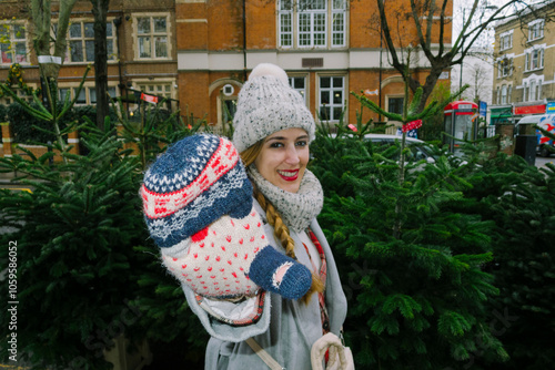 Smiling Woman with Mittens photo