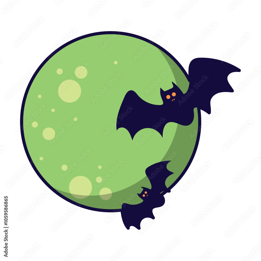 Obraz premium Halloween full moon with bats, spooky scene Vector