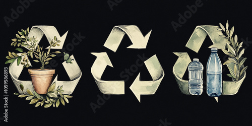 Recycling-Symbole in kreativer Darstellung

 photo