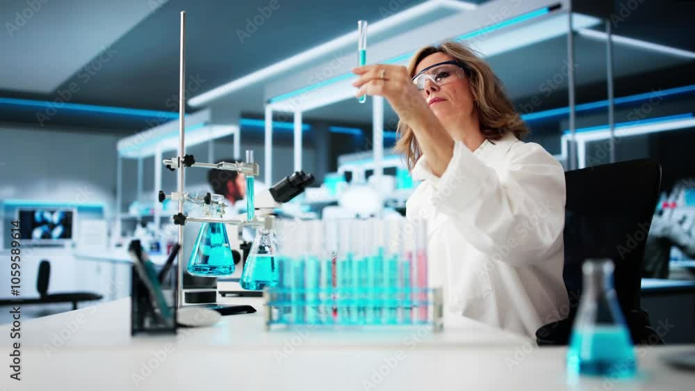 Lab Research Test. Scientist Doctor Checking Lab Research Test. Scientist Doctor Checking
