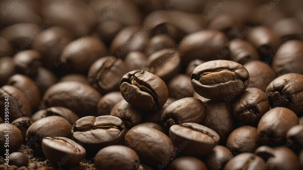 Fototapeta premium Close up of freshly ground coffee beans