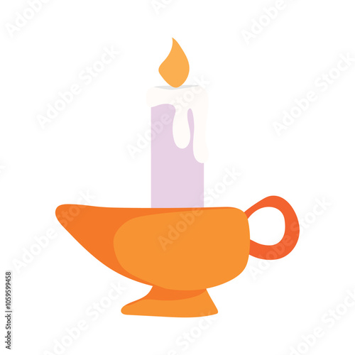 Halloween candle in vintage holder with flame Vector