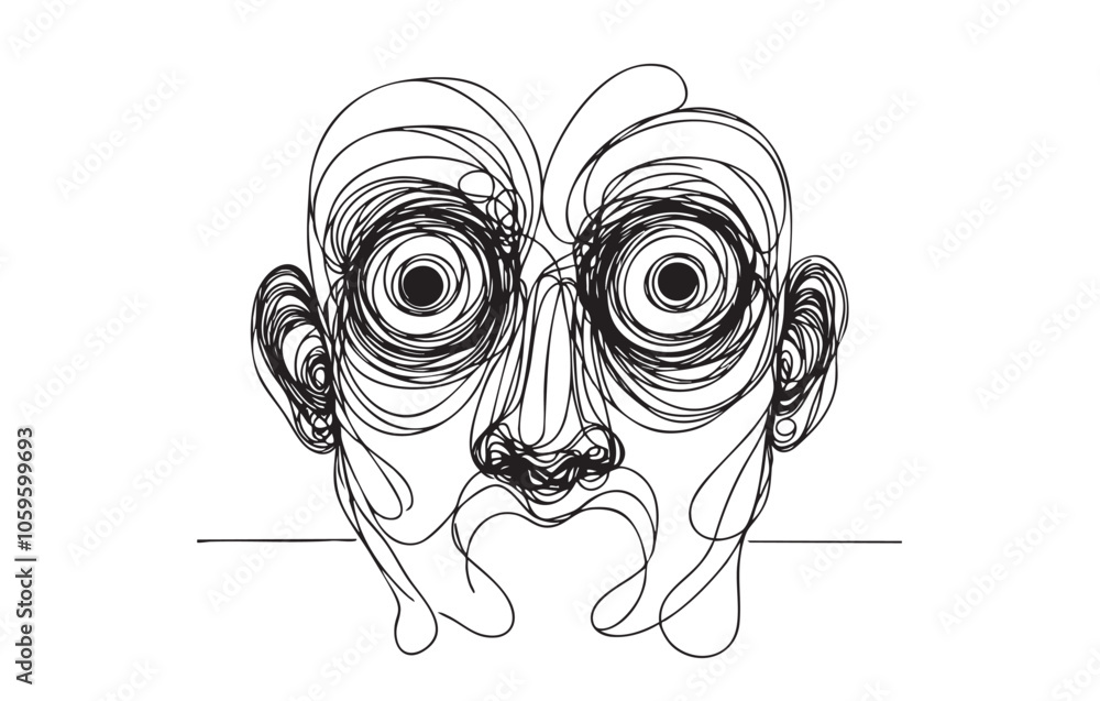 Fototapeta premium Man with bulging eyes. Monster sketch