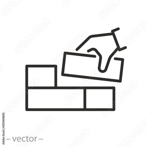 building icon, construction, brickwork line symbol, vector illustration