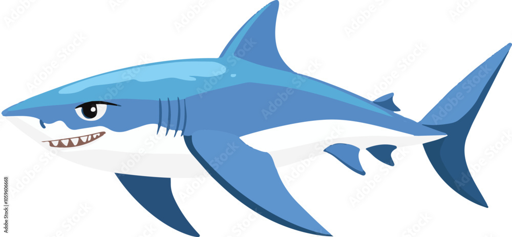 Fototapeta premium simple vector blue shark clipart