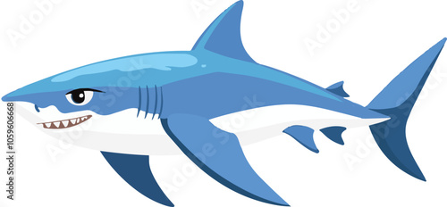simple vector blue shark clipart