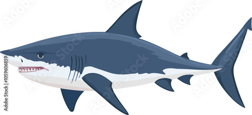 simple vector blue shark clipart