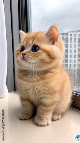 Wallpaper Mural A playful kitten sits quietly by the window, watching raindrops trickle down the glass as it explores the sights and sounds of a rainy day outside. Torontodigital.ca