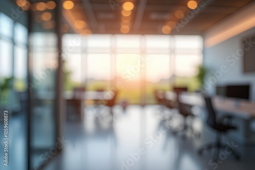 Wallpaper Mural Blurred empty open space office. Abstract light bokeh at office interior background for design Torontodigital.ca