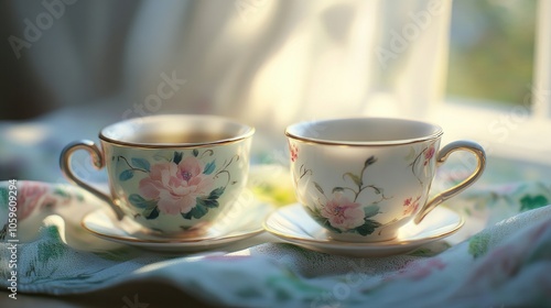 Mugs for tea and coffee are two different kinds of cups. Coffee mugs are larger and frequently lack handles, whereas teacups are smaller and have handles. Both are frequently used for home décor or br photo