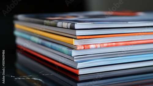 Closeup of glossy magazine stack 