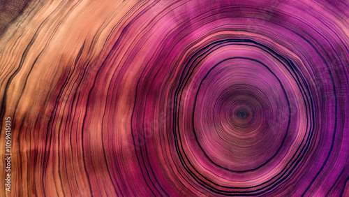 Abstract background with pink and purple circles in the shape of wood rings. The colors blend into each other, creating an abstract impression of natural textures. photo