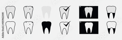 Tooth. Teeth. Line icons set. Dentist. Dental clinic logo. Clean teeth.