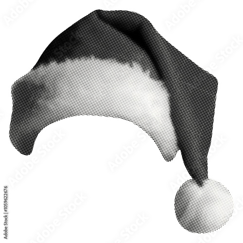 Santa Claus hat isolated retro halftone grunge dotted cut-out collage element for Christmas new year holiday mixed media design