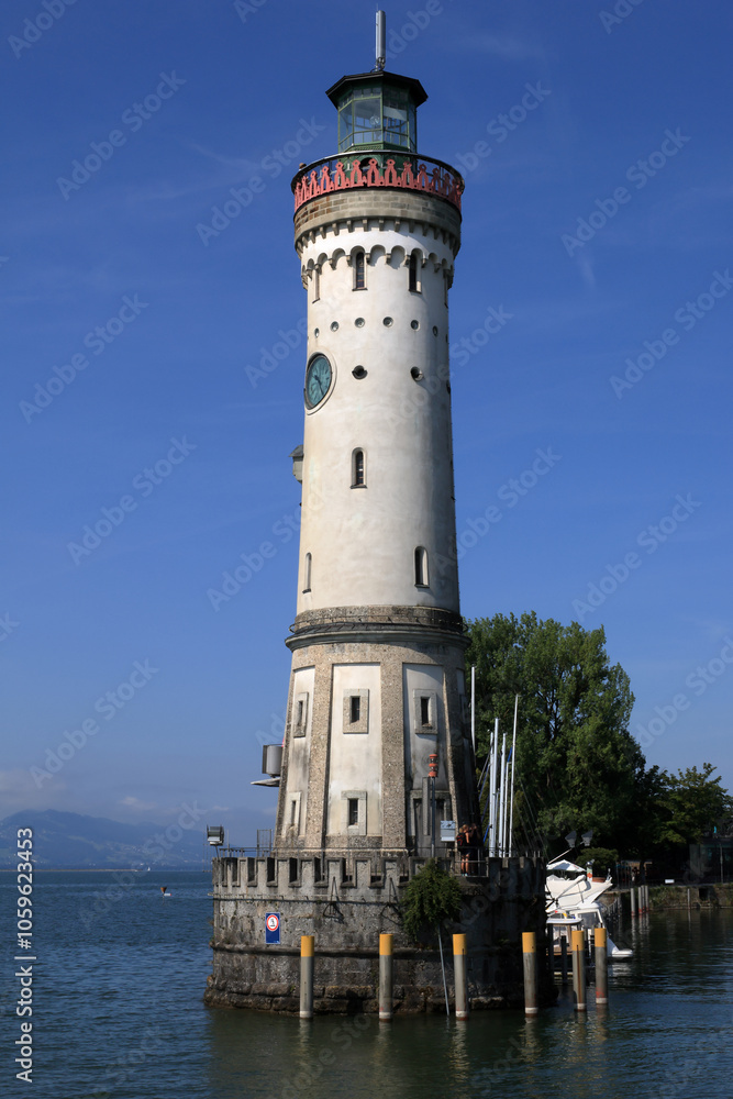 Fototapeta premium Lindau Lighthouse With A Clock