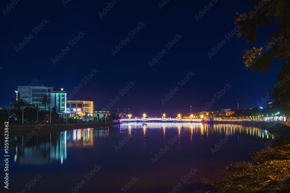 Fototapeta premium A corner of Long Xuyen city at night