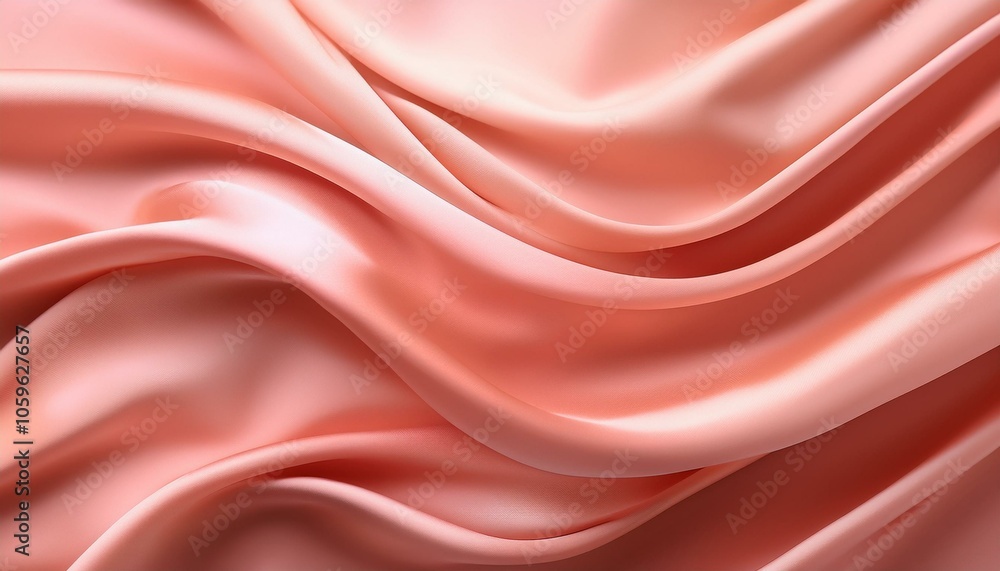 Obraz premium 優しさが溢れるパステルサーモンピンクの背景、布のしわがあしらわれたデザインの魅力