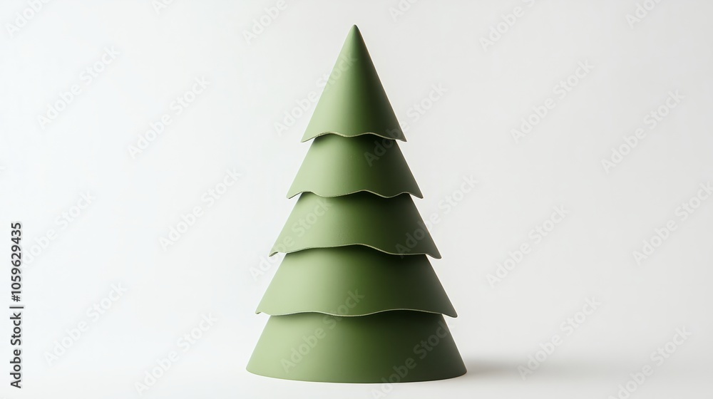 Obraz premium 3d rendered green christmas tree shape isolated on white