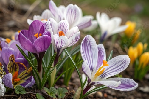 Vibrant Spring Flowers in Colorful Doodle Style photo