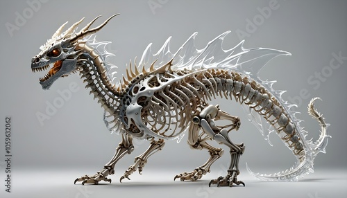 tyrannosaurus rex dinosaur Dragon Skeleton Full Body Bones ~ Created with Generative AI.