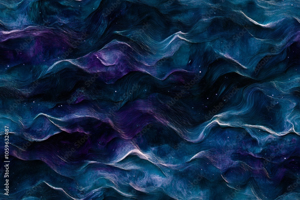 Obraz premium The image is a beautiful blue and purple wave with stars in the background