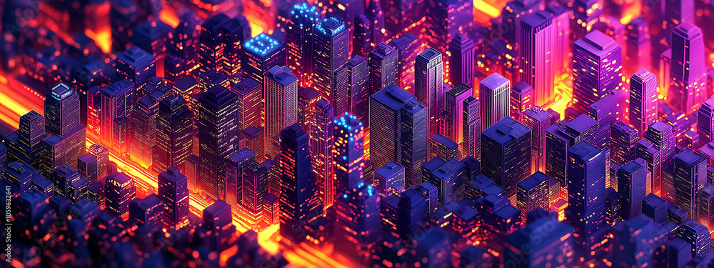 Fototapeta premium Tech savvy city, modern high-tech society