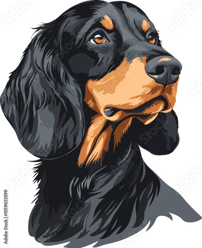 simple vector Gordon Setter clipart