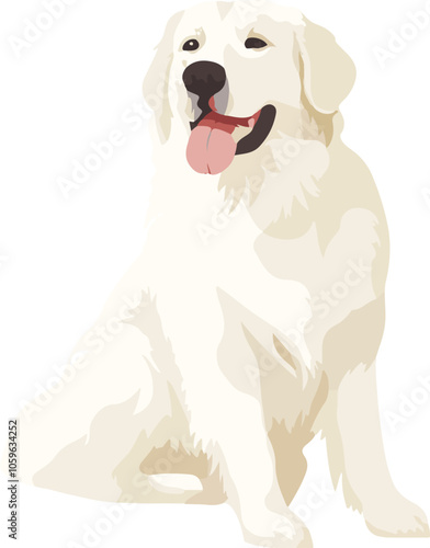 simple vector Great Pyrenees clipart