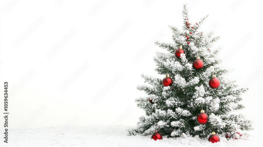 Obraz premium small snowy christmas tree isolated on white