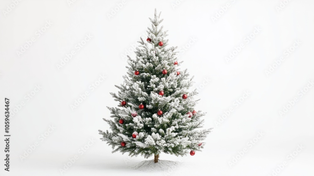 Fototapeta premium small snowy christmas tree isolated on white