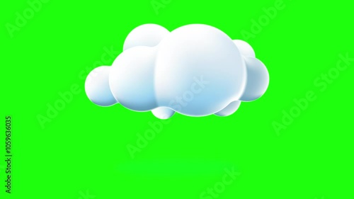 3d cloud animation. Cartoon fluffy cloud icon. Cartoon cloud. Realistic fluffy cloud. 4K seamless loop animation