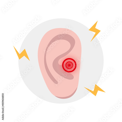Inflammation in ear, earache disease. ear experiencing painful earache symptoms. Otorhinolaryngology problem