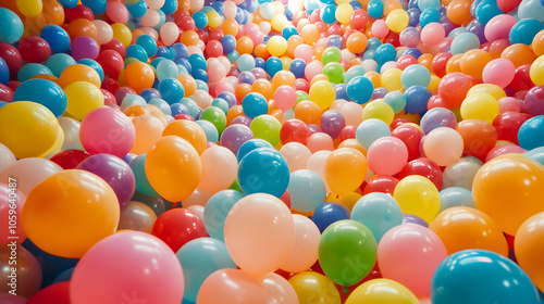 un fondo lleno de globos coloridos para fiesta decumpleaños o celebracion para tarjeta de festejo infancia y felicidad 