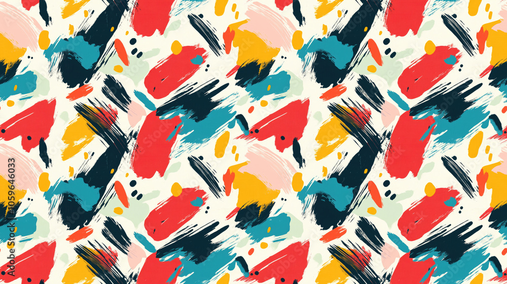 Obraz premium Seamless brushed painted abstract background pattern with vibrant brush strokes for artistic design use