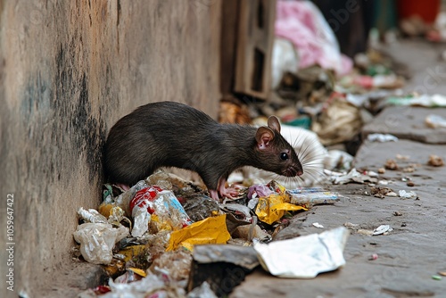 A rat rummaging through a kitchen trash bin, showcasing its resourcefulness and the importance of hygiene in preventing infestations 1