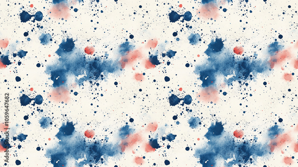Fototapeta premium Watercolor splatter pattern with handmade texture on paper ideal for artistic backgrounds and textile design