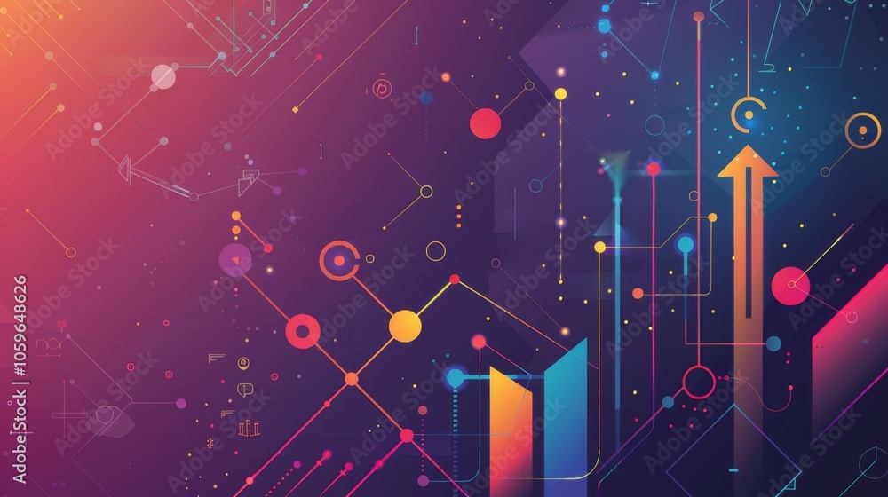 Fototapeta premium Futuristic Digital Growth and Technology Concept with Data Flow and Arrows