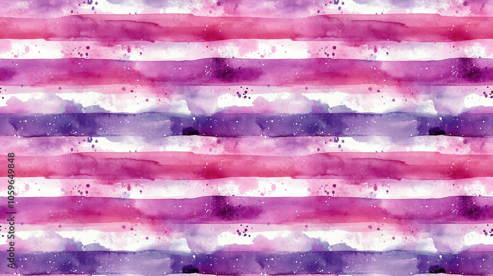 Naklejka premium Trendy watercolor stripes in purple and pink with white accents seamless fashion wallpaper design