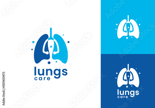 stethoscope with logo lung. creative modern body organs healthcare design vector template