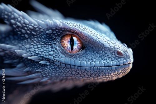 Wallpaper Mural Profile view of a lizard with detailed scales, its amber eye capturing attention, representing an exquisite natural moment with a focus on wild beauty and texture. Torontodigital.ca