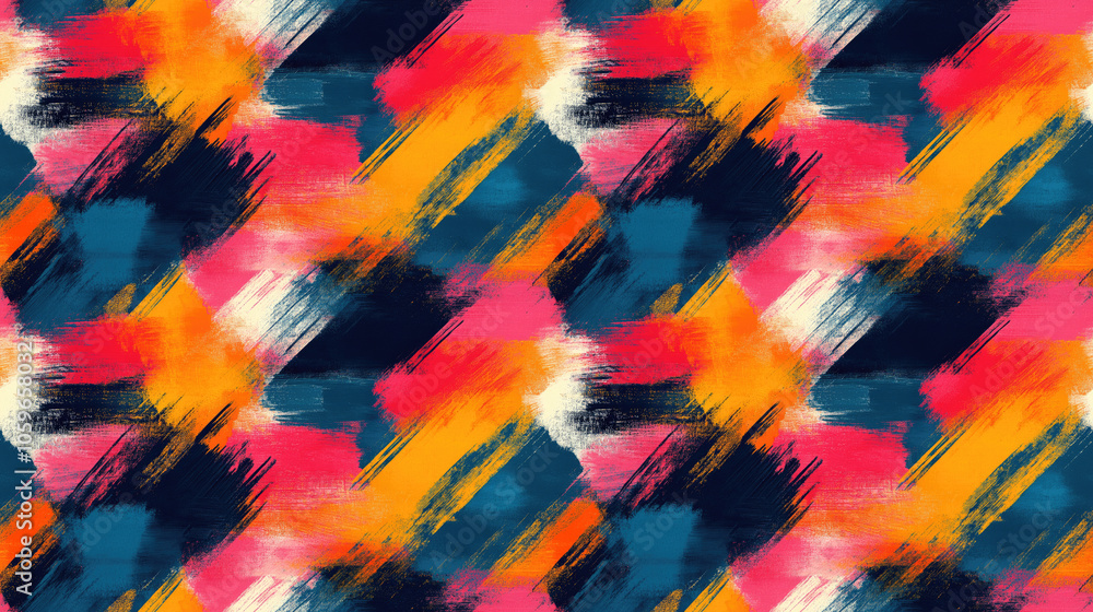 Obraz premium Seamless pattern of a brushed painted abstract background with vibrant colors and textured strokes for modern design applications