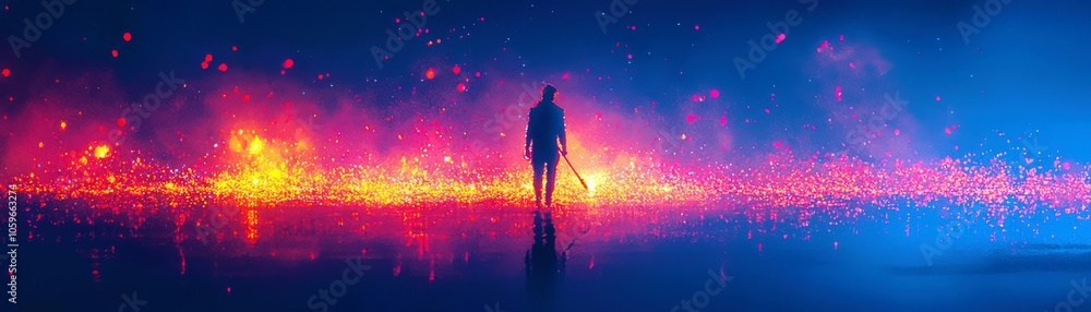 Fototapeta premium Cosmic Digital Painting of Zeus in a Vibrant Scene