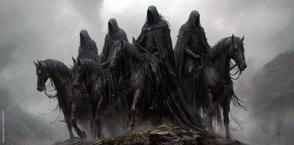 Fototapeta premium Dark Riders in Mysterious Landscape