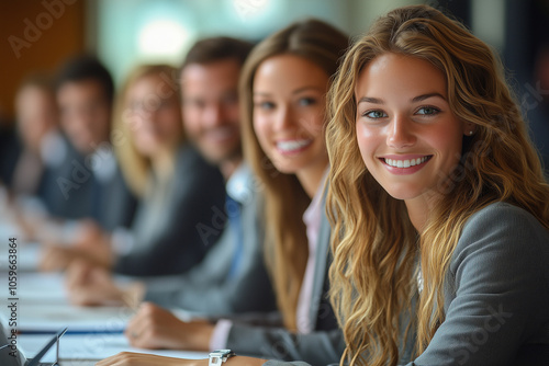 Wallpaper Mural Friendly coworker group, smiling around a planning table. Torontodigital.ca
