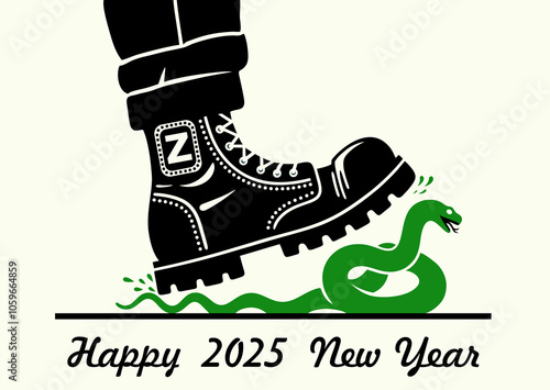 Soldiers boot trample snake
