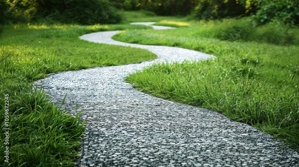 Obraz premium Winding Stone Path Through Lush Green Grass