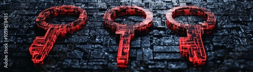 Futuristic Digital Key Value Pairs, intricate 3D illustration showcasing a tech system, emphasizing alignment and depth, vibrant colors and complex structures highlighted.