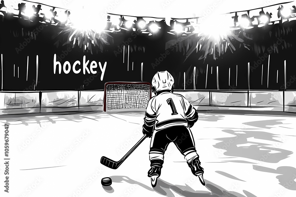 Obraz premium Icy hockey background with scraped and frosted effects