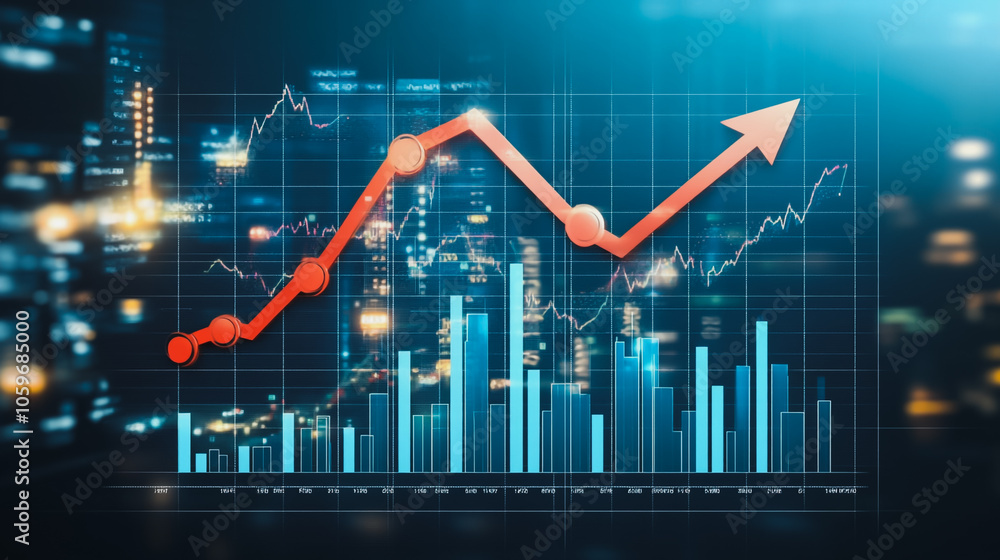 Naklejka premium charts and graphs with statistics to innovative analyze business potential and forecast future development of companies growth.