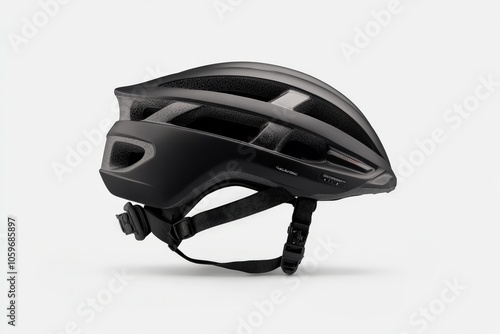 A modern black bicycle helmet featuring a sleek, aerodynamic design with subtle texture details, highlighting both style and safety for contemporary cyclists.